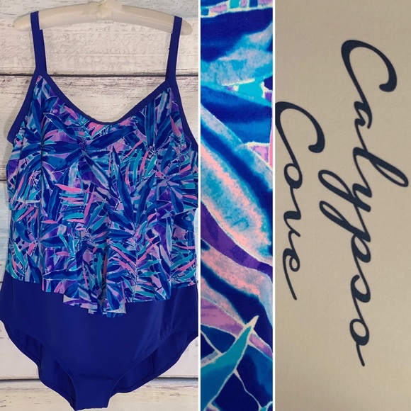 Double Ruffle One Piece Swimsuit - Picture 2 of 2